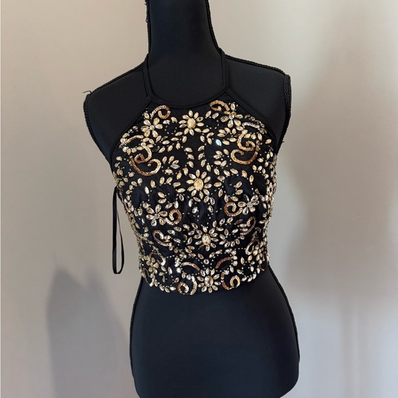 B Darlin Tops - B Darlin Black Top with Gold Accents